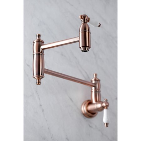 Kingston Brass KS310PLAC Restoration Wall Mount Pot Filler Kitchen Faucet, Copper KS310PLAC